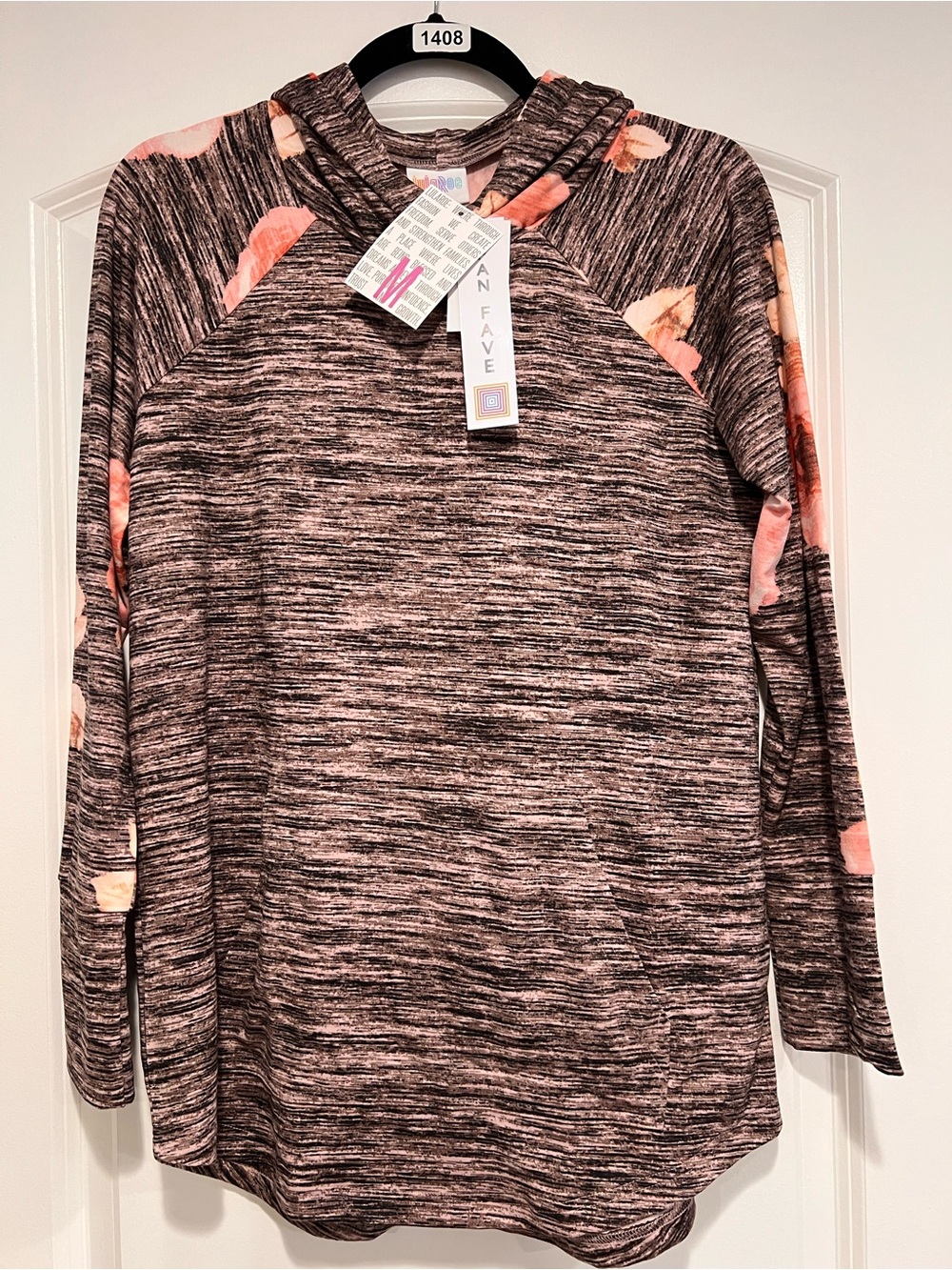 LuLaRoe Medium Heathered & Floral Amber Hoodie